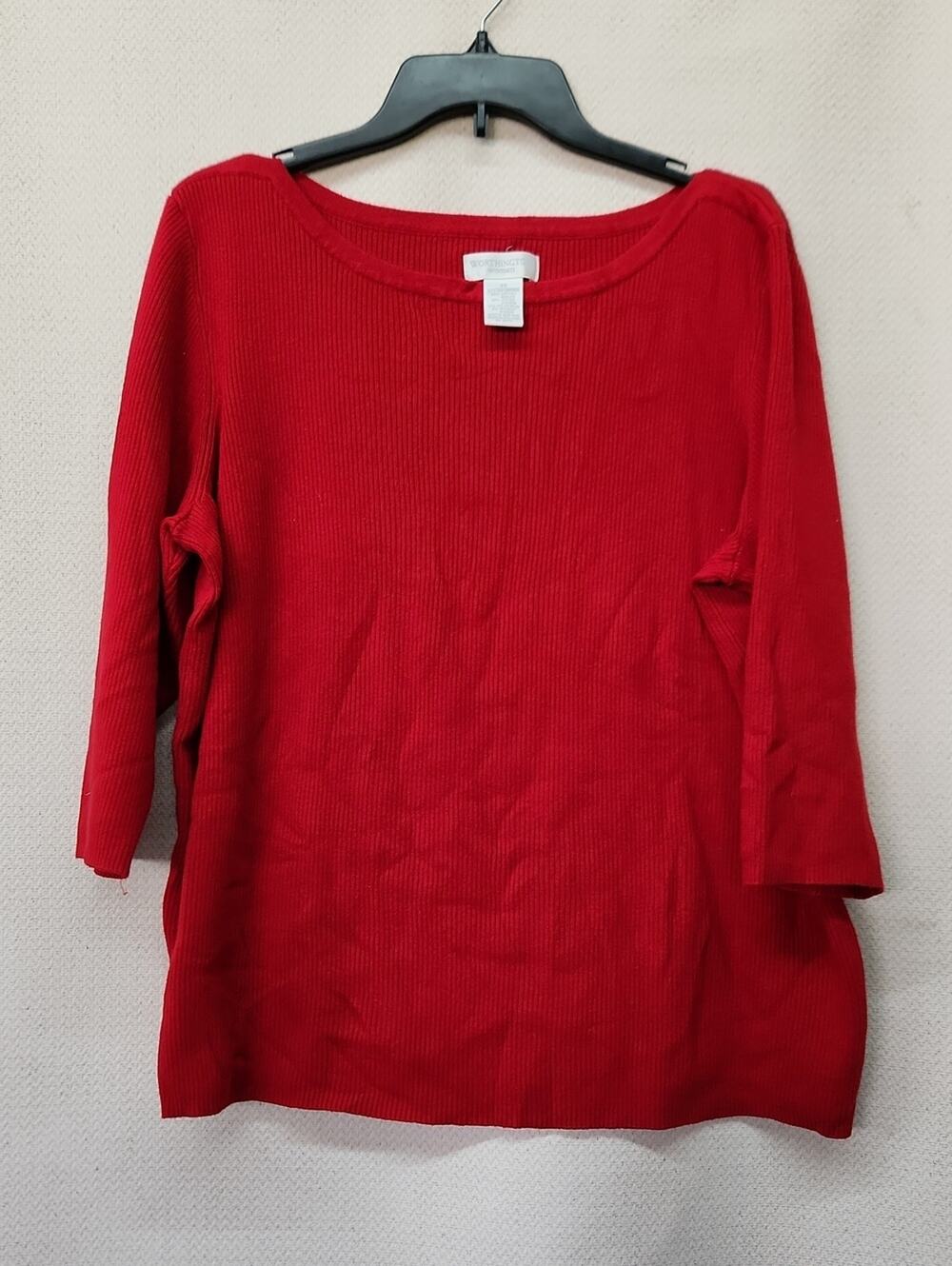 Worthington Woman Red Ribbed Knit Top